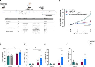 Combined effects of exercise and immuno-chemotherapy treatments on tumor growth in MC38 colorectal cancer-bearing mice